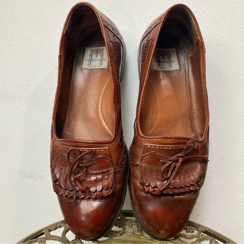 🍄 3/$30 Vintage Leather Tassel Loafers Made in Italy